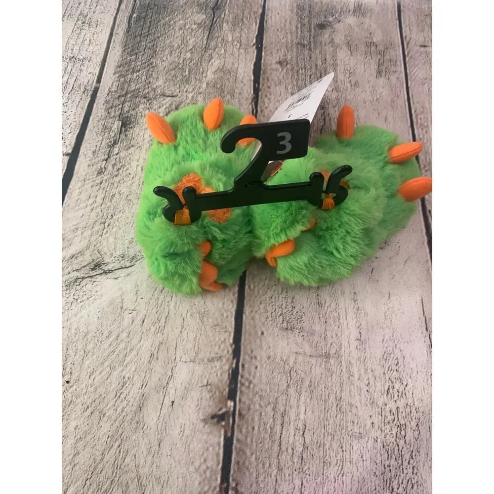 WONDER NATION Unisex Kids Green Claw Slippers / Size: 3